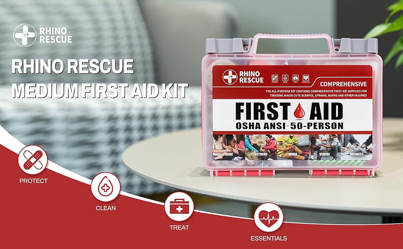 All-Purpose First Aid Kit --- Rhino Rescue™ First Aid Kits & Supplies All-Purpose First Aid Medical Supplies 266/350 items - FDA CE Approved