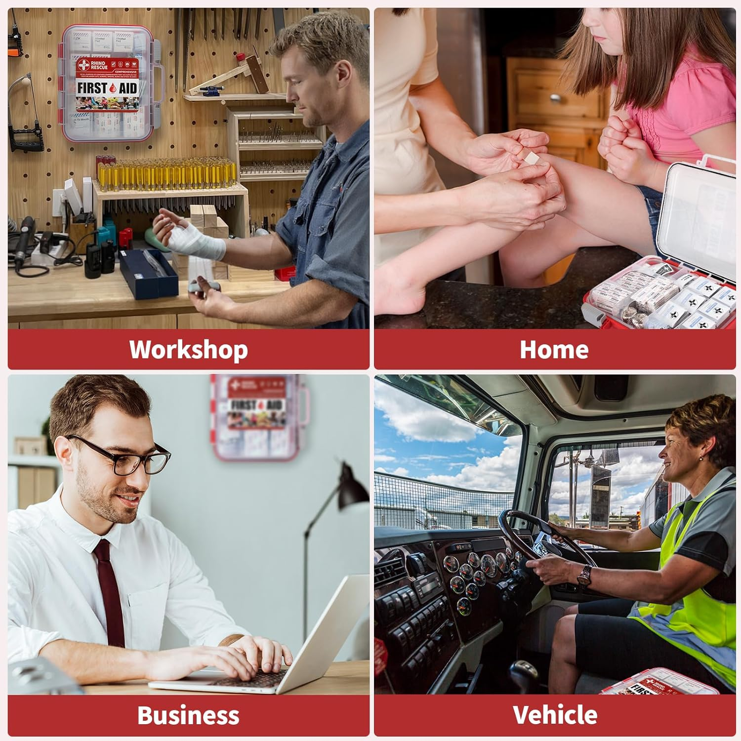 All-Purpose First Aid Kit --- Rhino Rescue™ First Aid Kits & Supplies All-Purpose First Aid Medical Supplies 266/350 items - FDA CE Approved