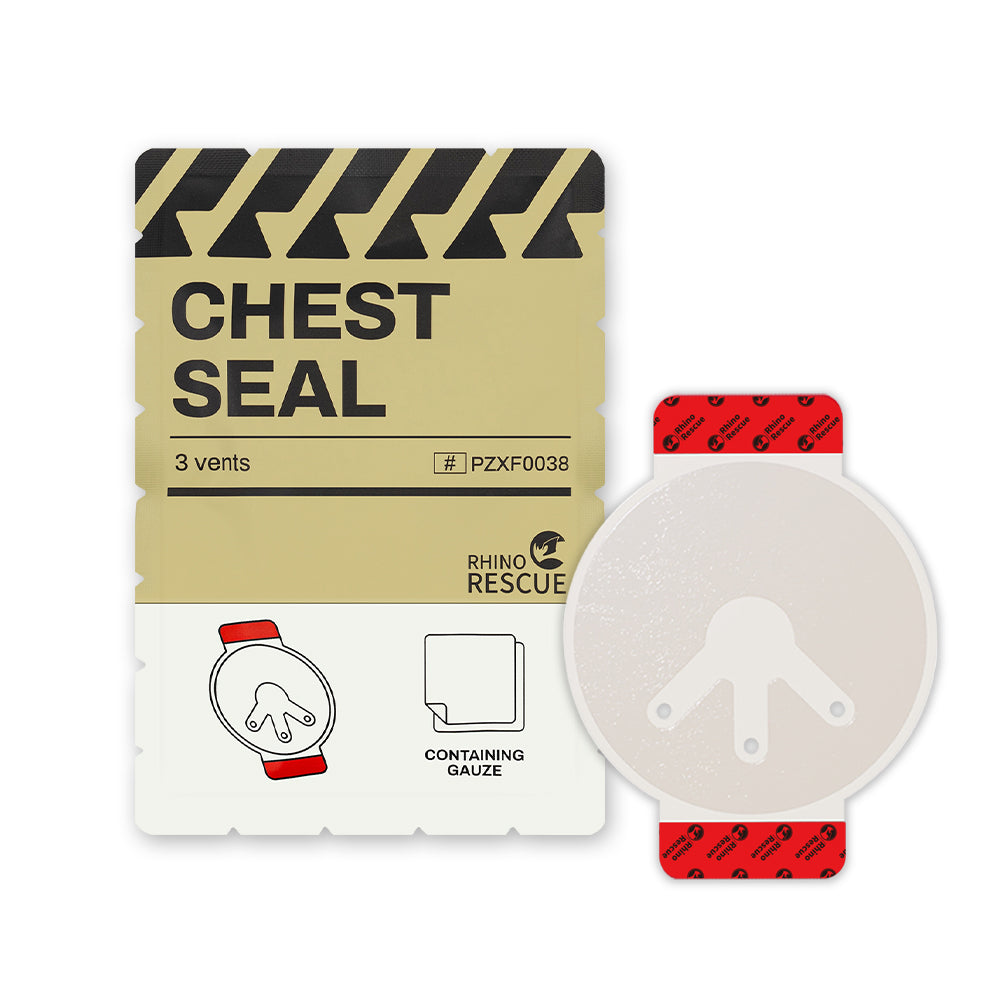 Rhino Rescue™ Chest Seal With Vent and No-Vent Sterile Emergency Trauma Dressing, IFAK Medical Supplies for Wound Care,Gunshot Wound, Sucking Chest, FSA/HSA Eligible