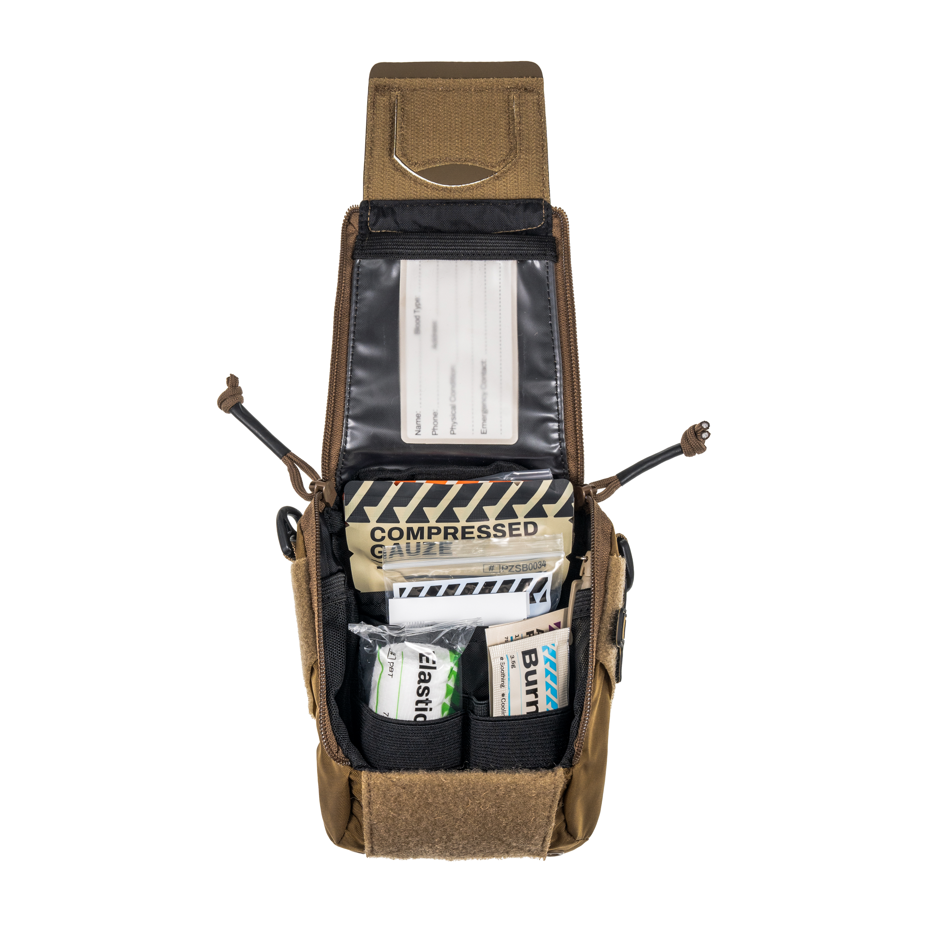 Internal view of an open Rhino Rescue tactical IFAK 