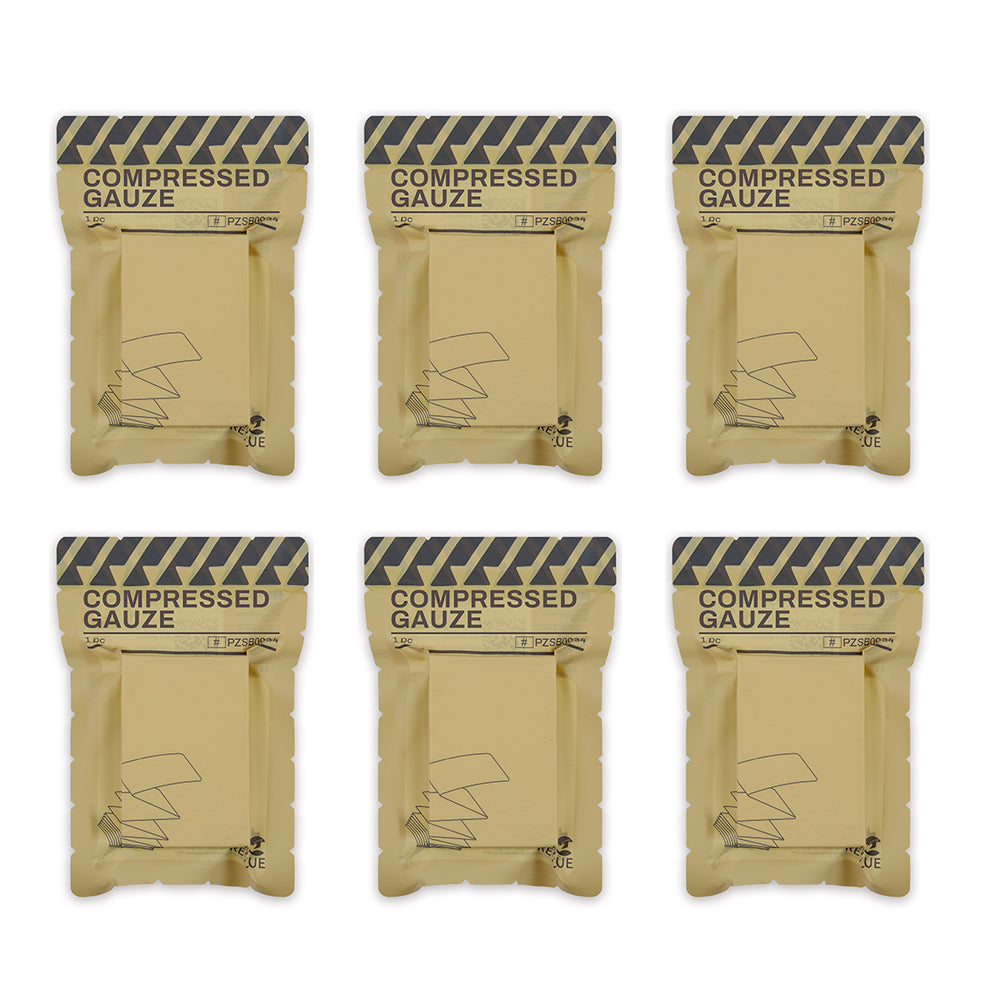 Rhino Rescue™ Sterile Compressed Gauze for Emergency Wound Dressing, FSA HSA Eligible, First Aid and Trauma Kit, 6 Count
