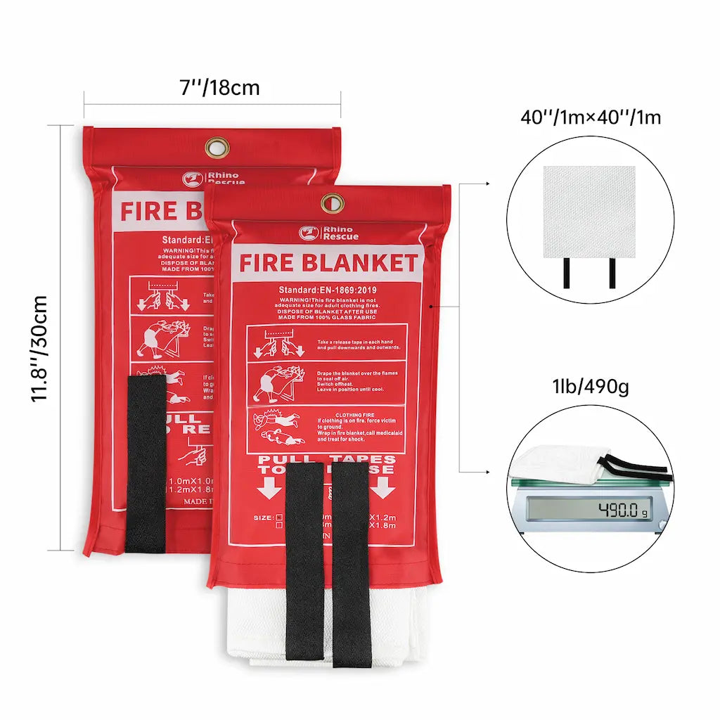 RHINO RESCUE Fiberglass Fire Blanket 4 Pack
