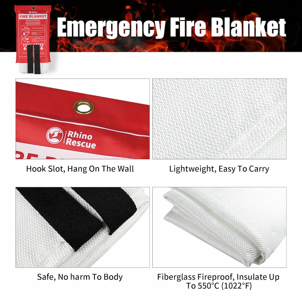 RHINO RESCUE Fiberglass Fire Blanket 4 Pack