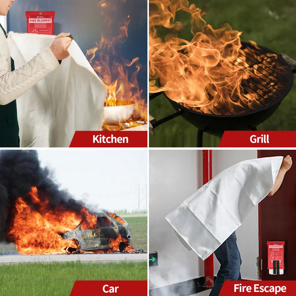 RHINO RESCUE Fiberglass Fire Blanket 4 Pack