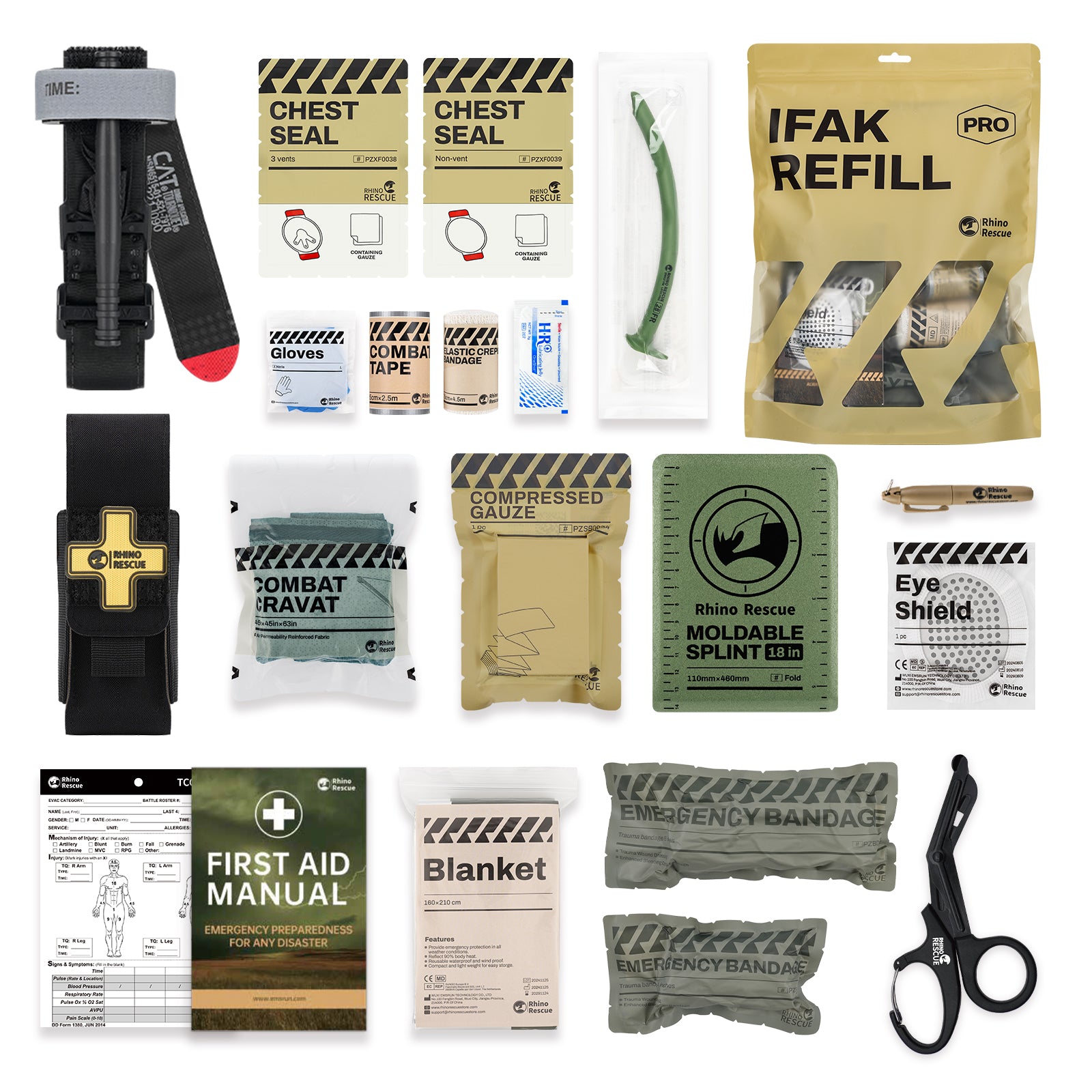 Rhino Rescue™ Tactical Trauma Kit IFAK REFILL With CAT Tourniquet - 17A (U.S. Zone Only)