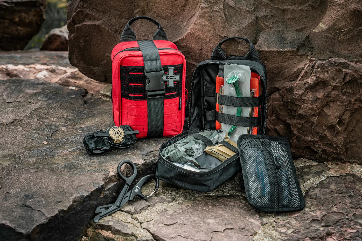 IFAK Trauma Kit with Ratcheting Tourniquet, Molle Pouch SE Camouflage Rhino Rescue™, FDA/CE-Approved Self-Rescue in Seconds for Outdoor & Combat