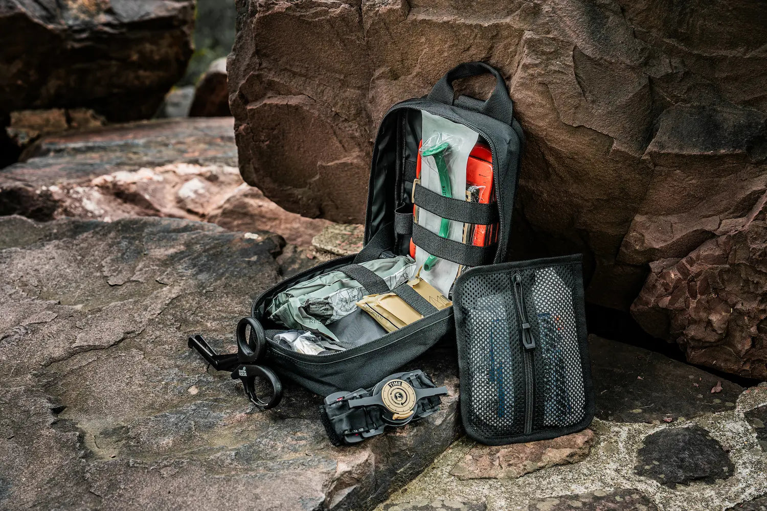 IFAK Trauma Kit with Ratcheting Tourniquet, Molle Pouch SE Camouflage Rhino Rescue™, FDA/CE-Approved Self-Rescue in Seconds for Outdoor & Combat