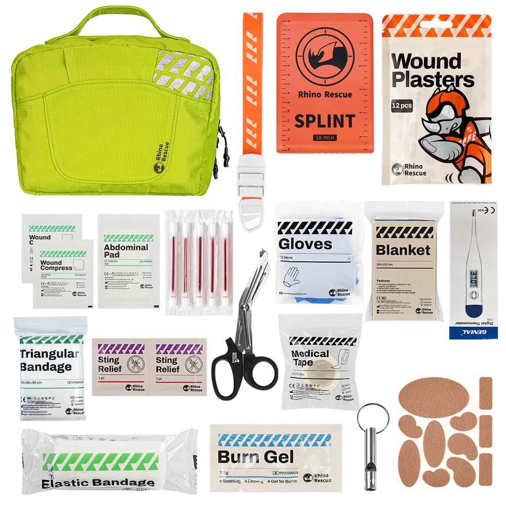 Rhino Rescue™ Survival First Aid Kits & Supplies Outdoor Camping First Aid Kit A Version Fluorescent Green - FDA CE Approved