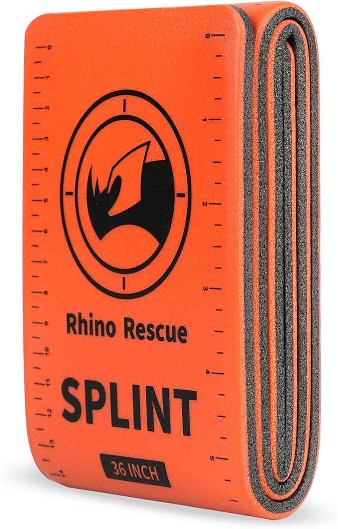 Rhino Rescue™ First Aid Splint Medical Splint 36" X 4.3" Orange-Gray, Keep Bones in Position (1, Folded)
