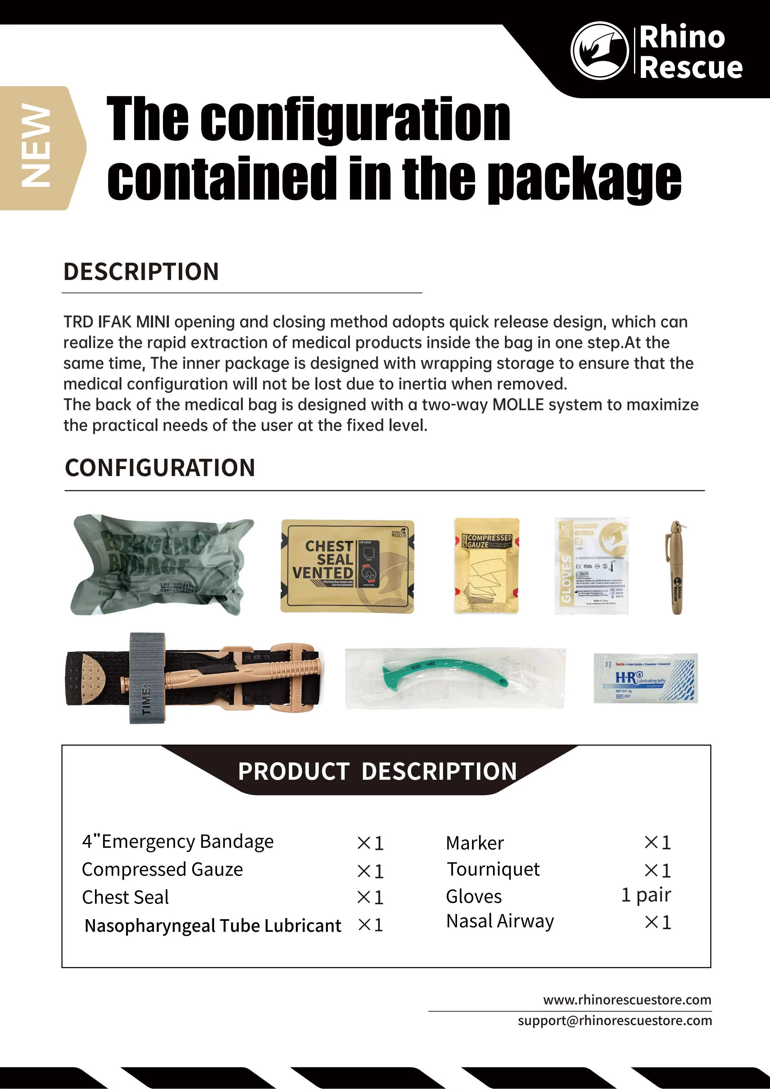 Rhino Rescue™ IFAK Trauma Kit Tactical IFAK Trauma & Medical Kits Tactical Rapid Deploy Mini IFAK - FDA CE Approved