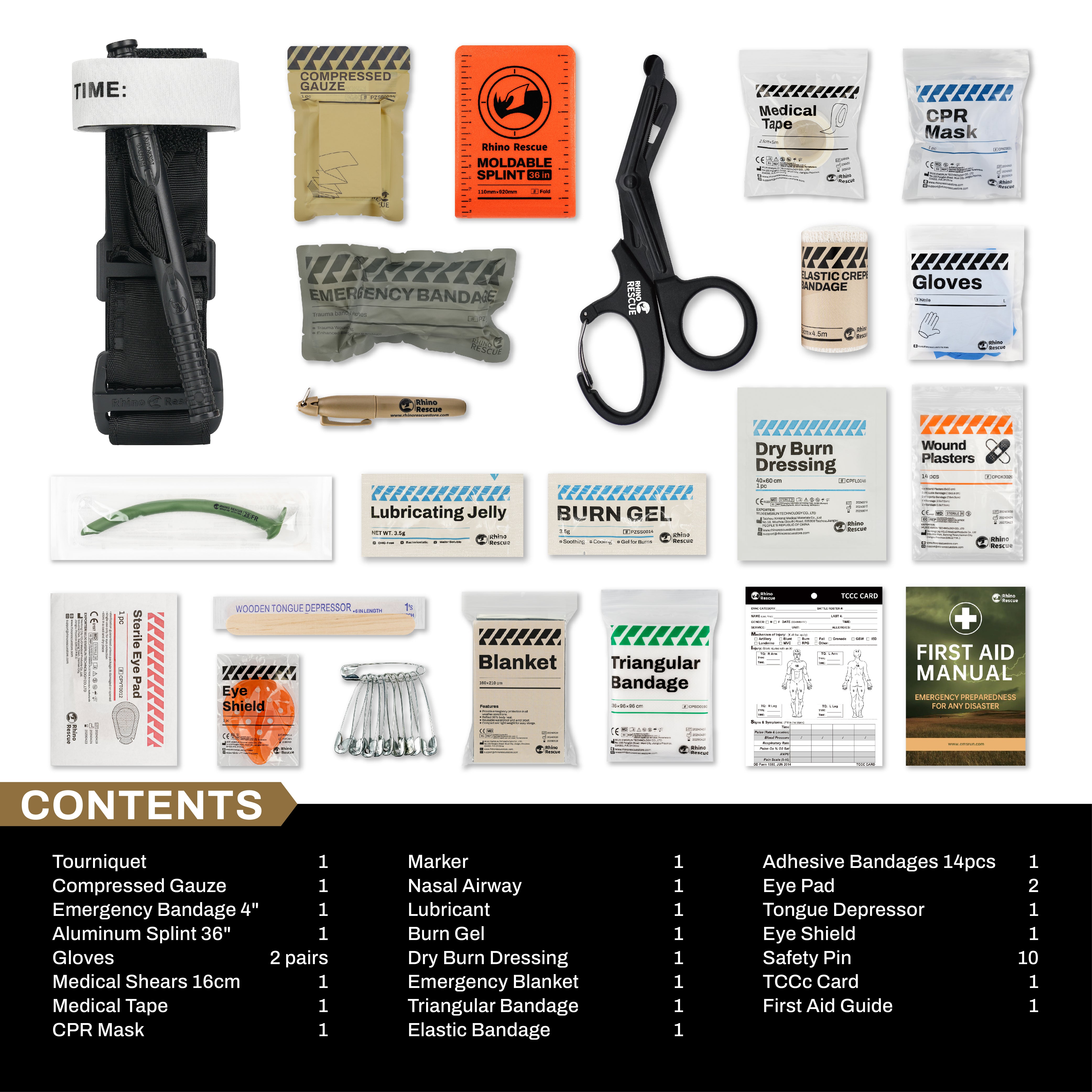 SE IFAK Tactical Kit with Rhino Rescue® Tourniquet, Waterproof Molle for Outdoor Use