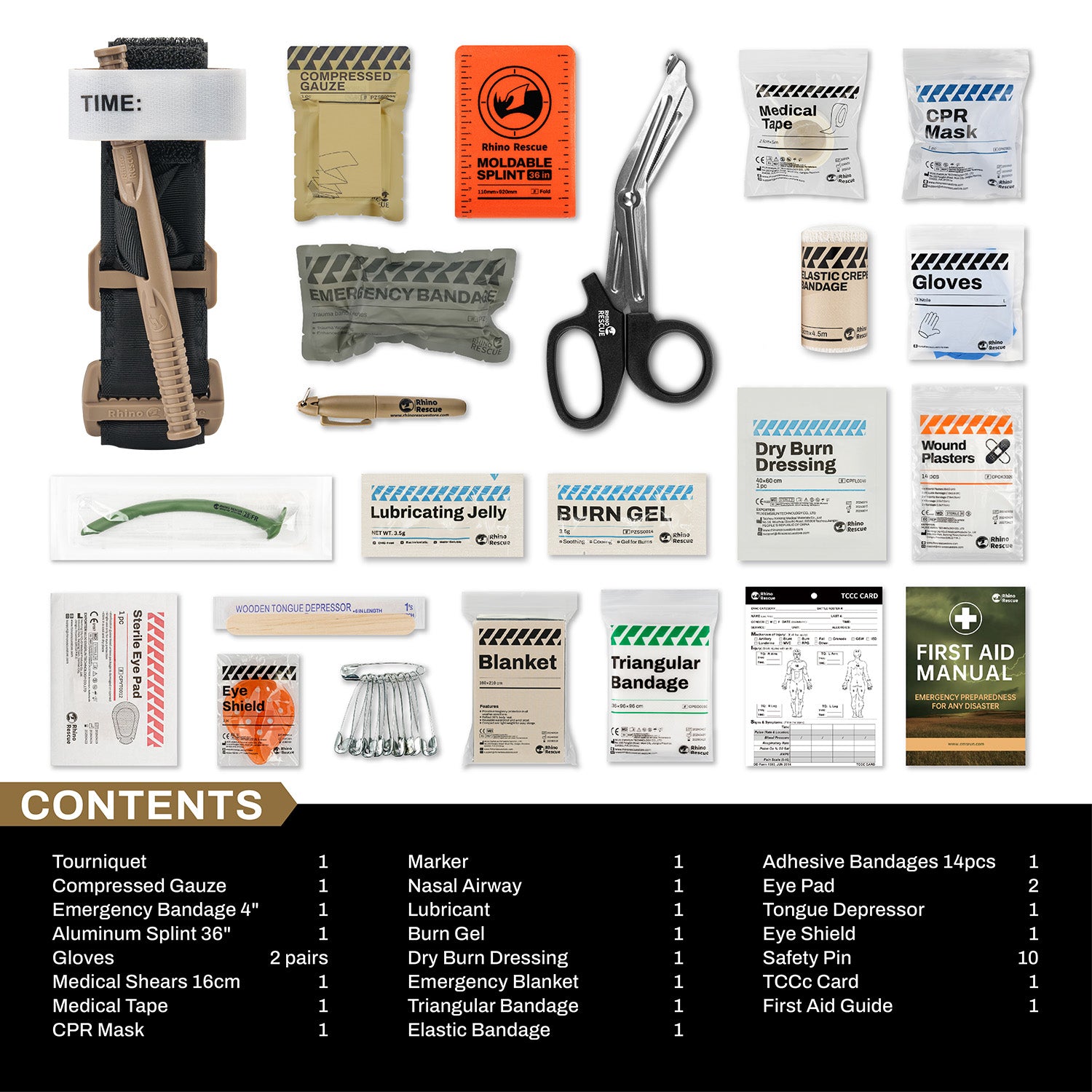SE IFAK Tactical Kit with Rhino Rescue® Tourniquet, Waterproof Molle for Outdoor Use
