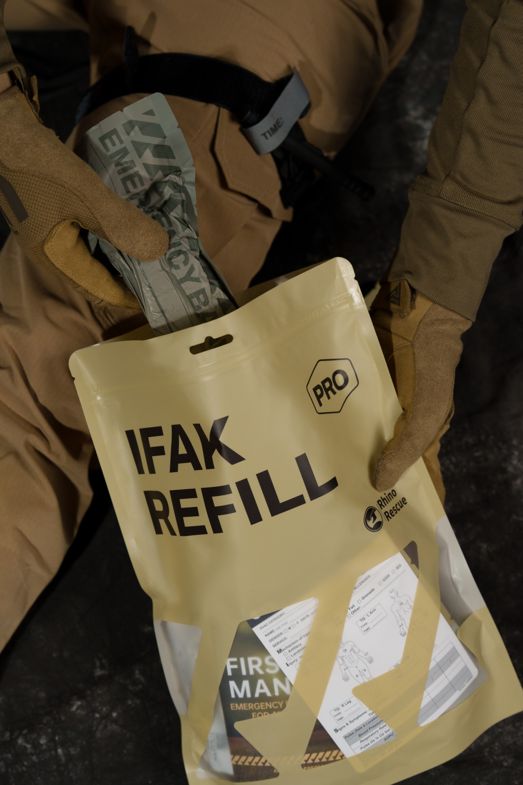 Rhino Rescue™ Tactical Trauma Kit IFAK REFILL Without Tourniquet for Trauma Hemorrhage & Bleeding Control - FDA CE Approved - 17B (US Zone)