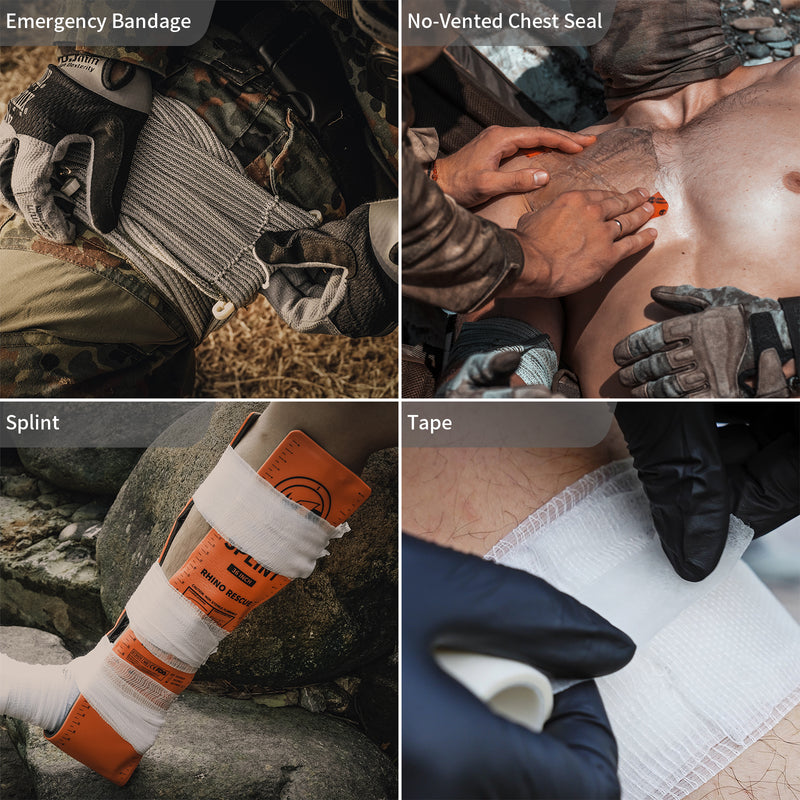 IFAK Trauma Kit with Ratcheting Tourniquet, Molle Pouch SE Camouflage Rhino Rescue™, FDA/CE-Approved Self-Rescue in Seconds for Outdoor & Combat