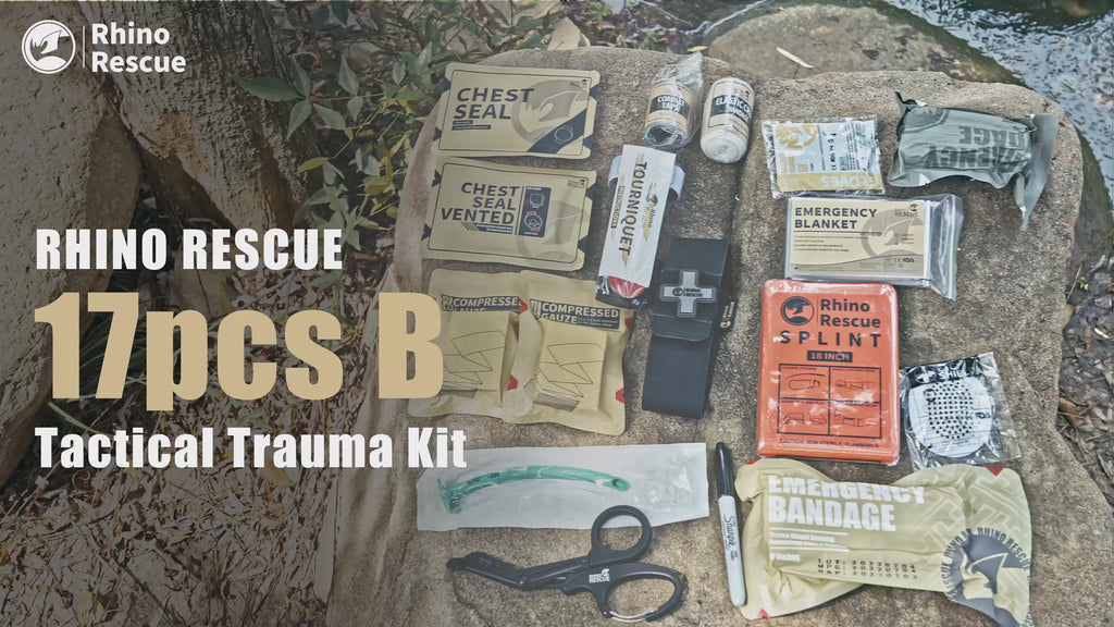  RHINO RESCUE Tactical Trauma Kit Emergency First Aid Stop The  Bleed IFAK Refill Supplies Combat Wound Care Dressing Pack 11pcs : Health &  Household